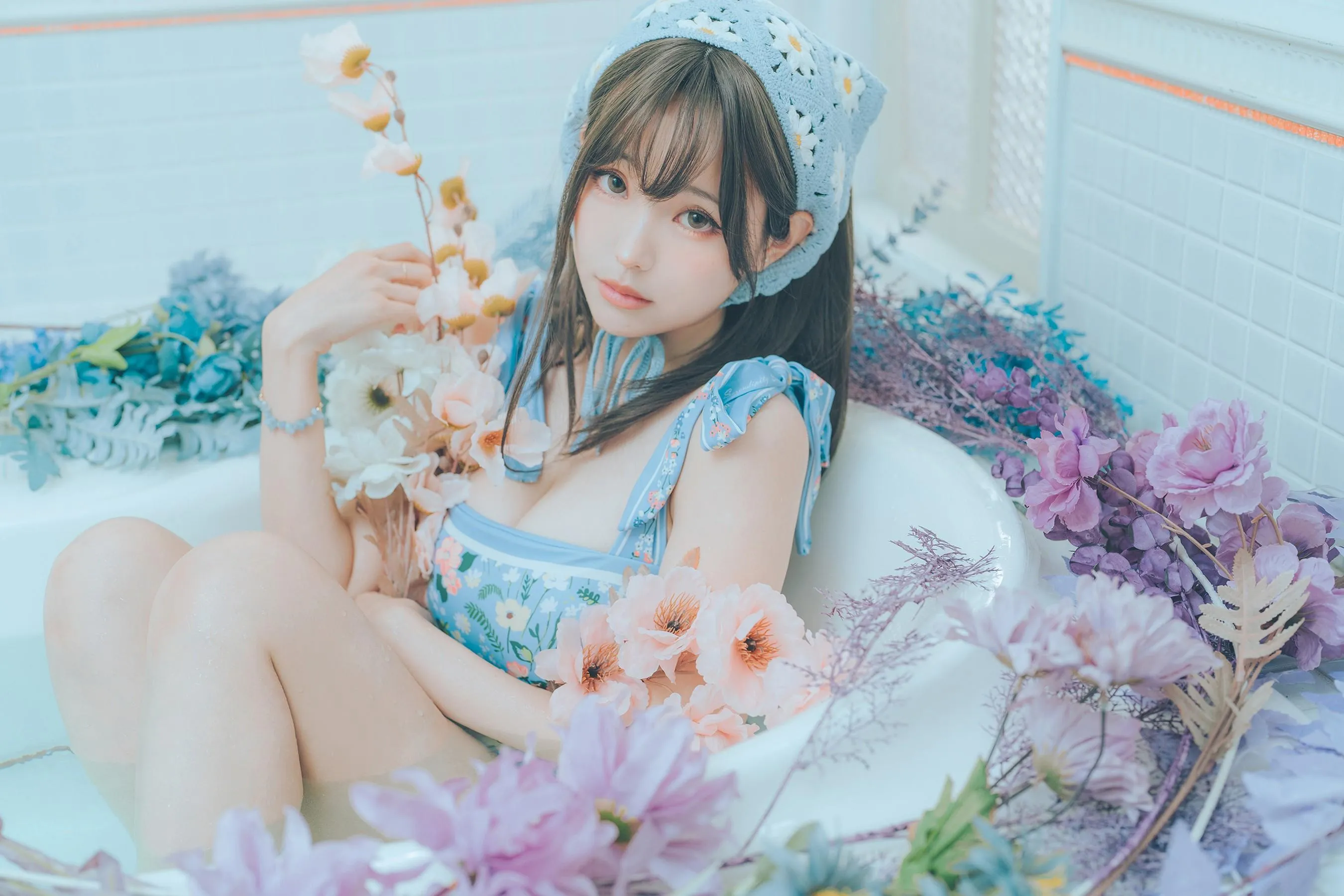 ElyEE子 – NO.122 2023.august D-復古水藍花 Vintage Aqua Blossom [39P]插图9